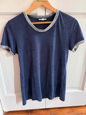 Nation® Navy Ringer Tee with Gray Trim